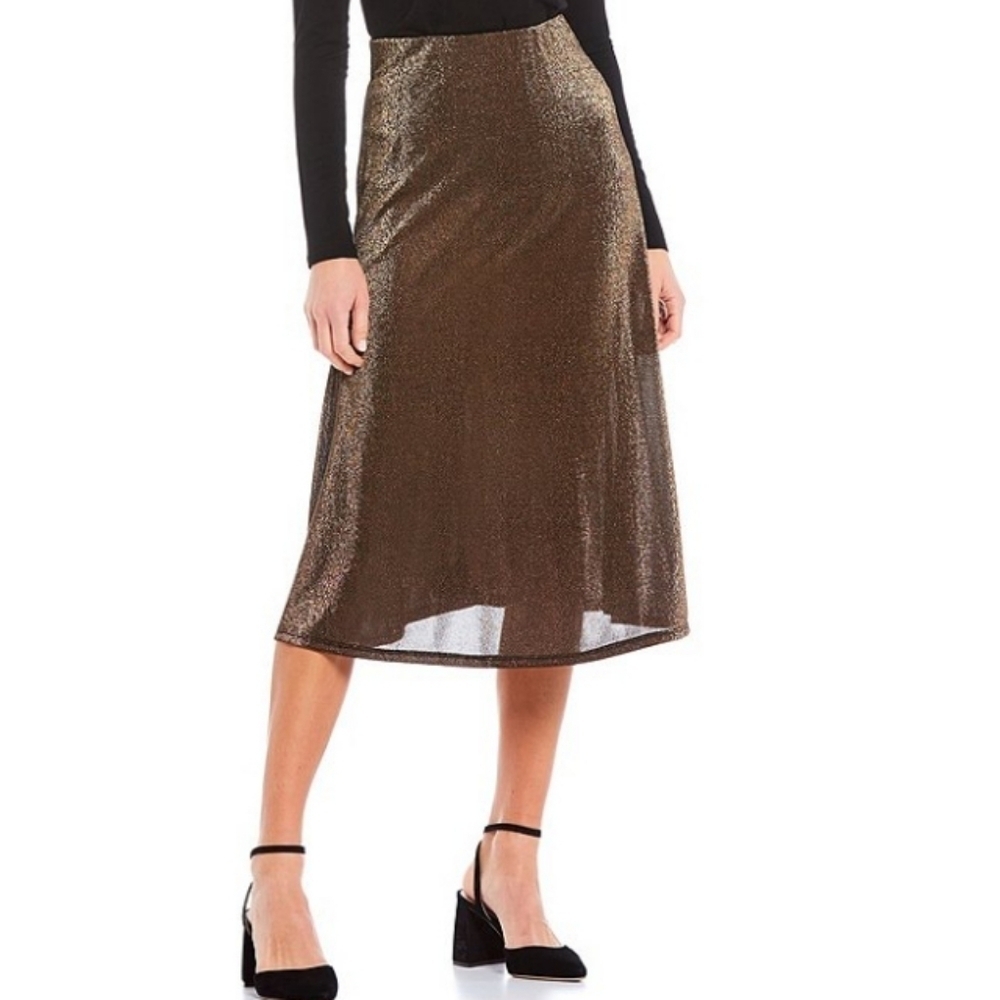 Calvin Klein Gold Shimmery Midi Skirt